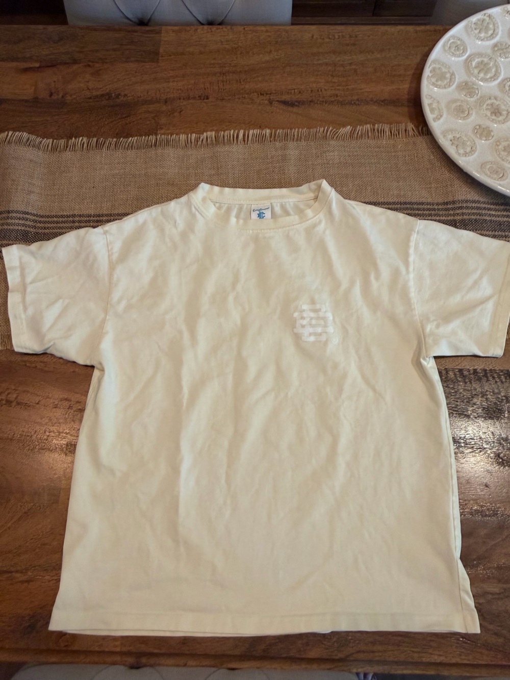 Eric Emanuel Cream Short Sleeve Logo Tee